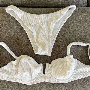 Cute white swimsuit, comfortable and flattering!